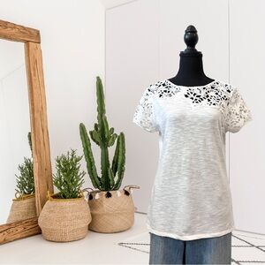 Sundance Lovelier Days Short Sleeve Lace Trim Top